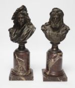 Albert-Ernest Carrier-Belleuse (1824-1887). A pair of late 19th century busts of the artists