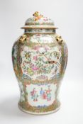 A large 19th century Chinese famille rose vase and cover, 44cm