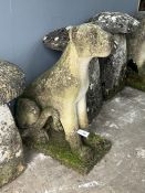 Two reconstituted stone models of panther garden ornaments, height 87cm
