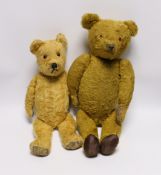 A 1930's German bear with 'set in' ears and a 1950's English Chiltern bear (2)