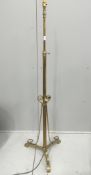 An Art Nouveau brass telescopic standard lamp converted to electricity