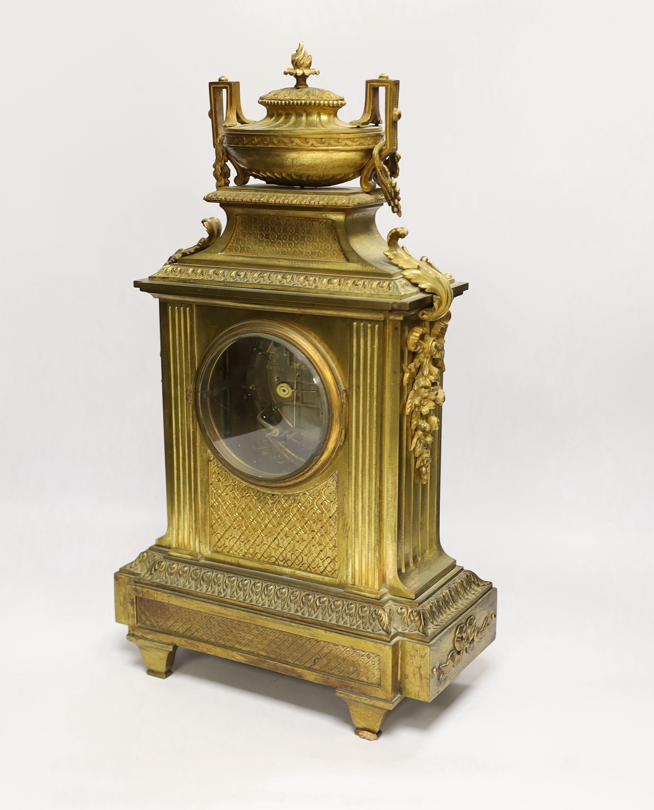 A Louis XVI style ormolu mantel clock, late 19th century, 43cm high - Image 2 of 4