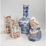 Twelve German and English porcelain items, mainly figures by Ernst Bohn, etc. a Staffordshire cup