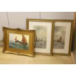 Walter Cannon (1887-1913), pair of watercolours, Shipping at sea, signed, 37 x 22cm together with