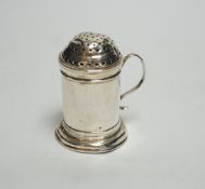 A George I Britannia standard silver kitchen pepper, William Fleming, London, 1718, 67mm, 56 grams.
