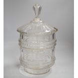 A cut glass punch bowl and cover, 33cm high