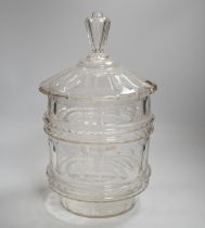 A cut glass punch bowl and cover, 33cm high