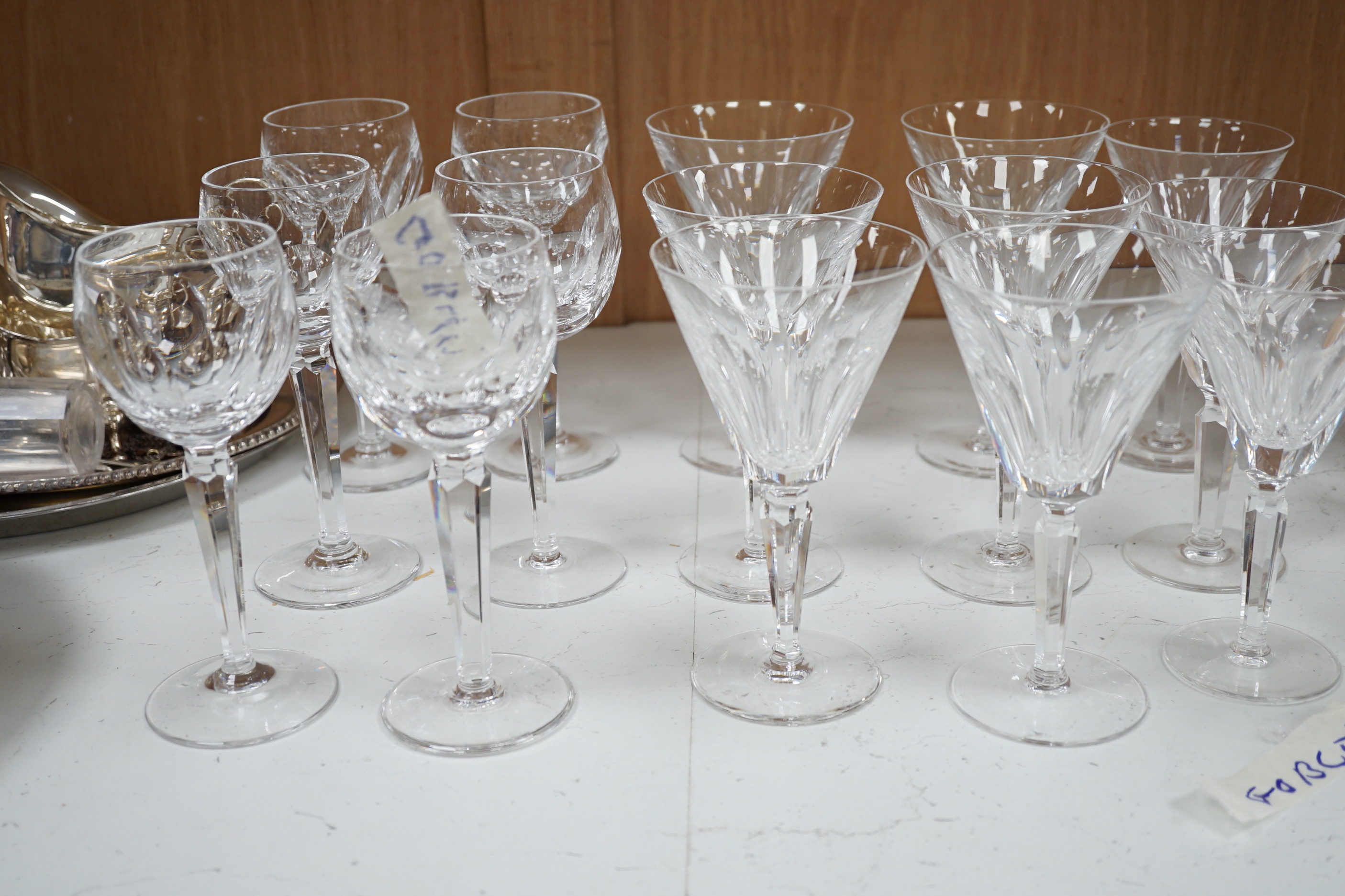 Waterford ‘Sheila’ pattern; six wine goblets, six flutes, six claret, four small wine and six - Image 3 of 4