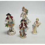 Eleven mixed Continental figures by Sitzendorf, Naples, Dresden, etc. tallest 17cm