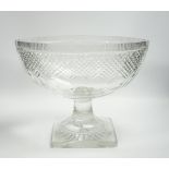 A large Victorian cut glass ovoid pedestal dish, 26.5cm