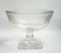 A large Victorian cut glass ovoid pedestal dish, 26.5cm