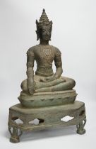 A late 19th/early 20th century Lanna style Thai bronze Buddha, 52cm