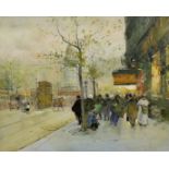 Modern oil on board in the French style, Parisian street scene, 19 x 24cm