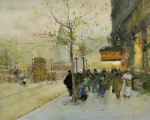 Modern oil on board in the French style, Parisian street scene, 19 x 24cm