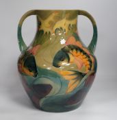 A large Moorcroft twin-handled 'carp' vase, designed by Sally Tuffin, 33cm high