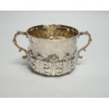 A late Victorian Britannia standard silver porringer with foliate decoration, Lambert & Co,