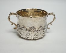 A late Victorian Britannia standard silver porringer with foliate decoration, Lambert & Co,
