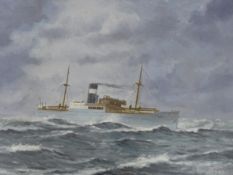 Ingu Sorensen, oil on canvas board, Steam yacht 'Horsa' at sea, signed and dated 1935, 51 x 68cm