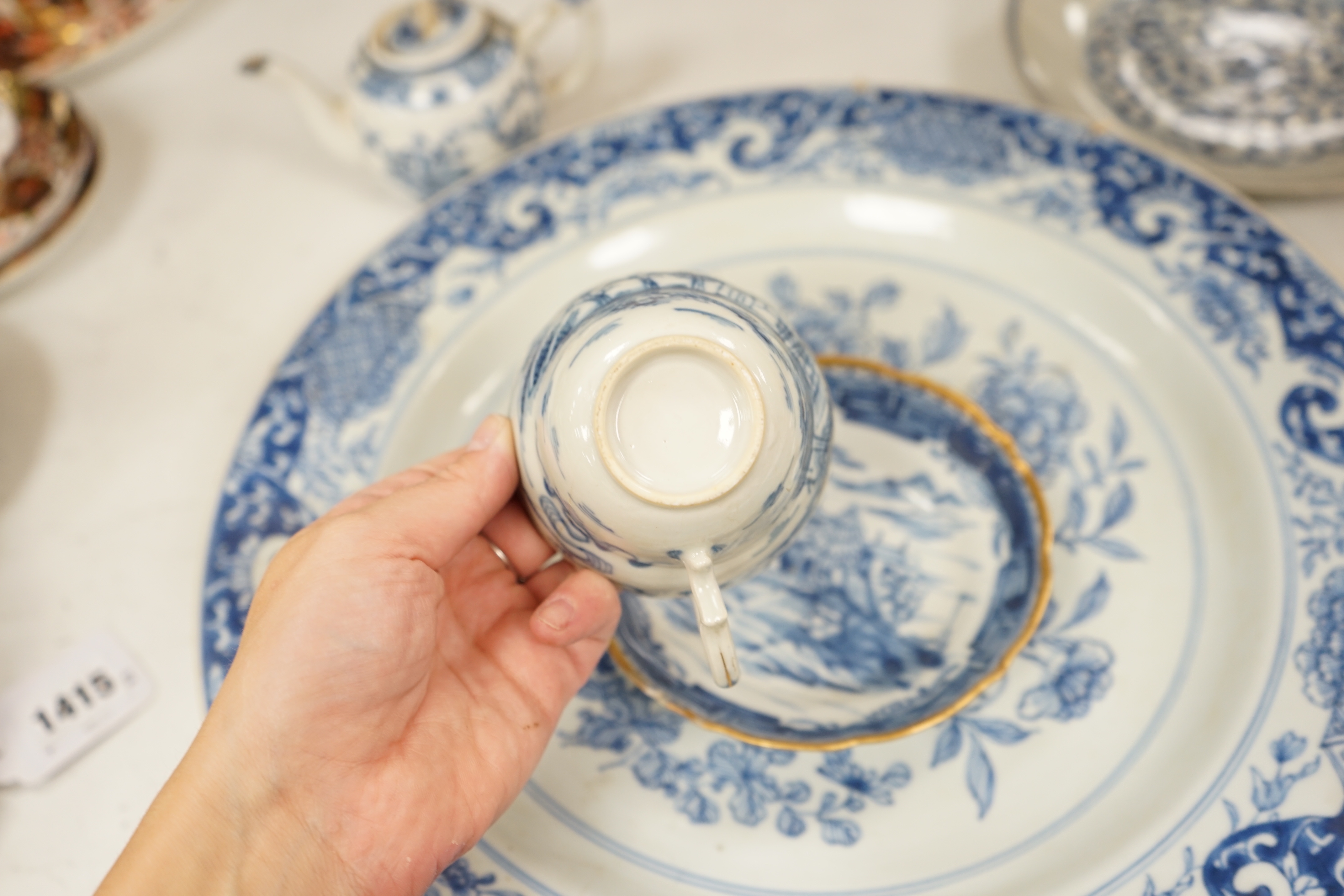 A Worcester teapot, c.1770, two 18th century Chinese porcelain dishes, a cup and saucer, a Chinese - Image 4 of 13