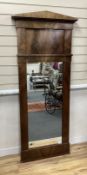 A mid 19th century Empire style mahogany pier glass with arched pediment, width 69cm, height 168cm