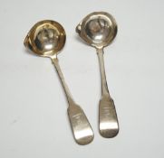 A pair of George IV Irish silver fiddle pattern sauce ladles, Lawrence Nowlan, Dublin, 1825, 15.