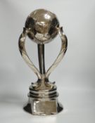 A chrome-plated football trophy, 51cm high