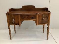 A small Regency mahogany bowfront sideboard, width 115cm, depth 56cm, height 99cm