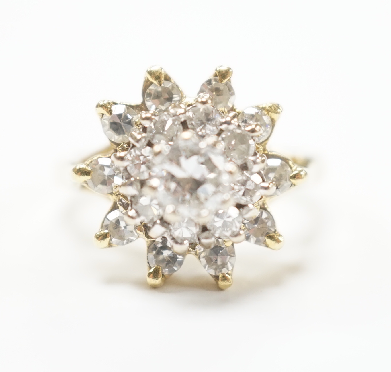 An 18ct and diamond cluster set dress ring, size I, gross weight 5.8 grams, - Image 2 of 6