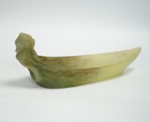 Amalric Walter (1870-1959) and Henri Berge, a pate de verre tray in the form of a long boat with