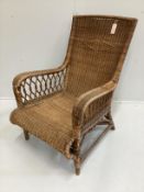 A vintage Dryad wicker elbow chair, width 67cm, depth 72cm, height 90cm
