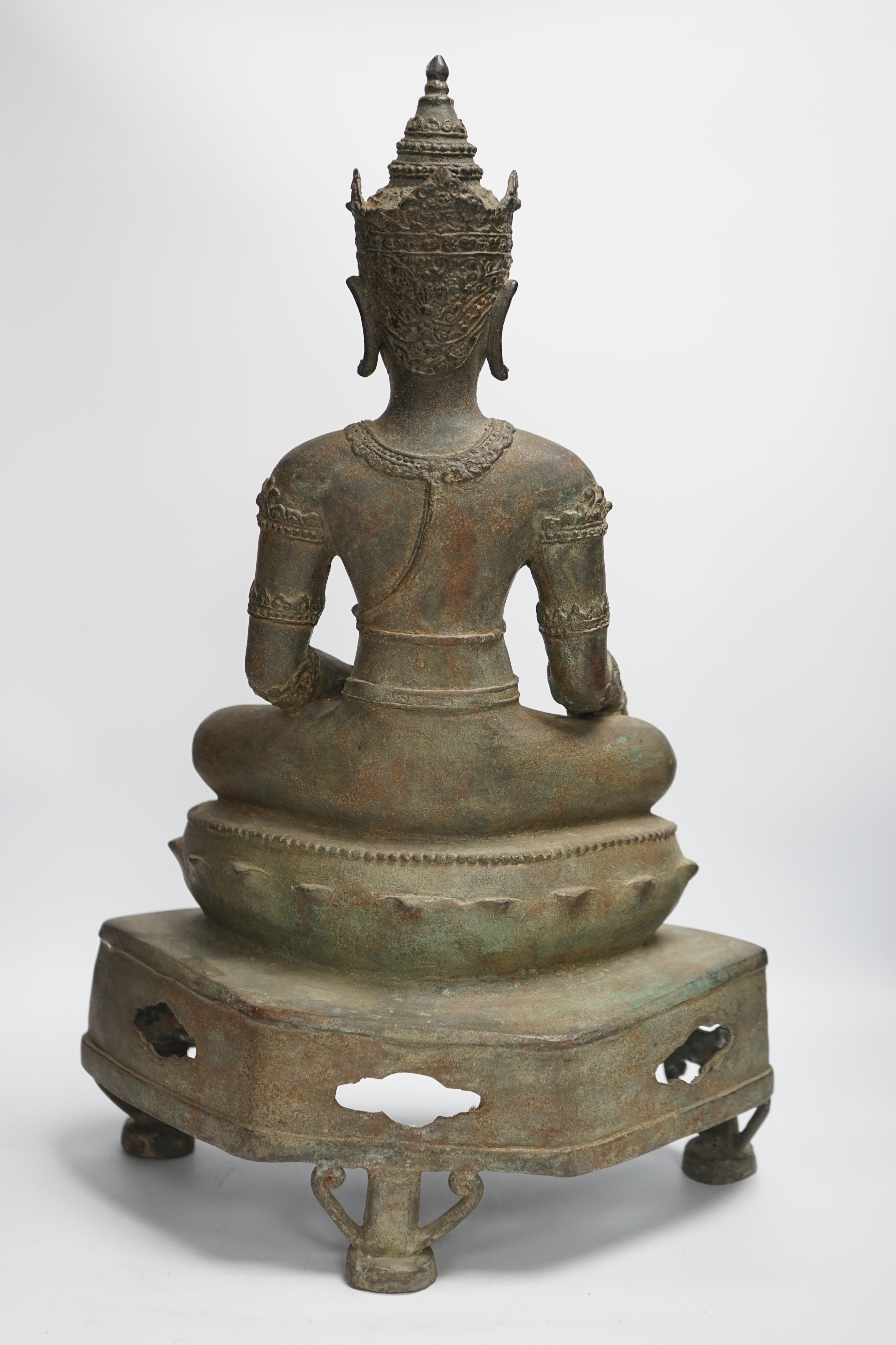 A late 19th/early 20th century Lanna style Thai bronze Buddha, 52cm - Image 4 of 4