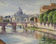 20th century British School, oil on canvas, View of Rome, 40 x 51cm