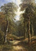 Henry Pilleau (1813-1899) oil on canvas, Woodland scene with two seated figures, unsigned, inscribed