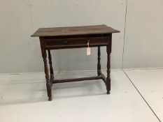 An 18th century oak side table, width 76cm, depth 49cm, height 67cm