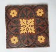 Eight Minton type encaustic tiles, 15cm x 15cm
