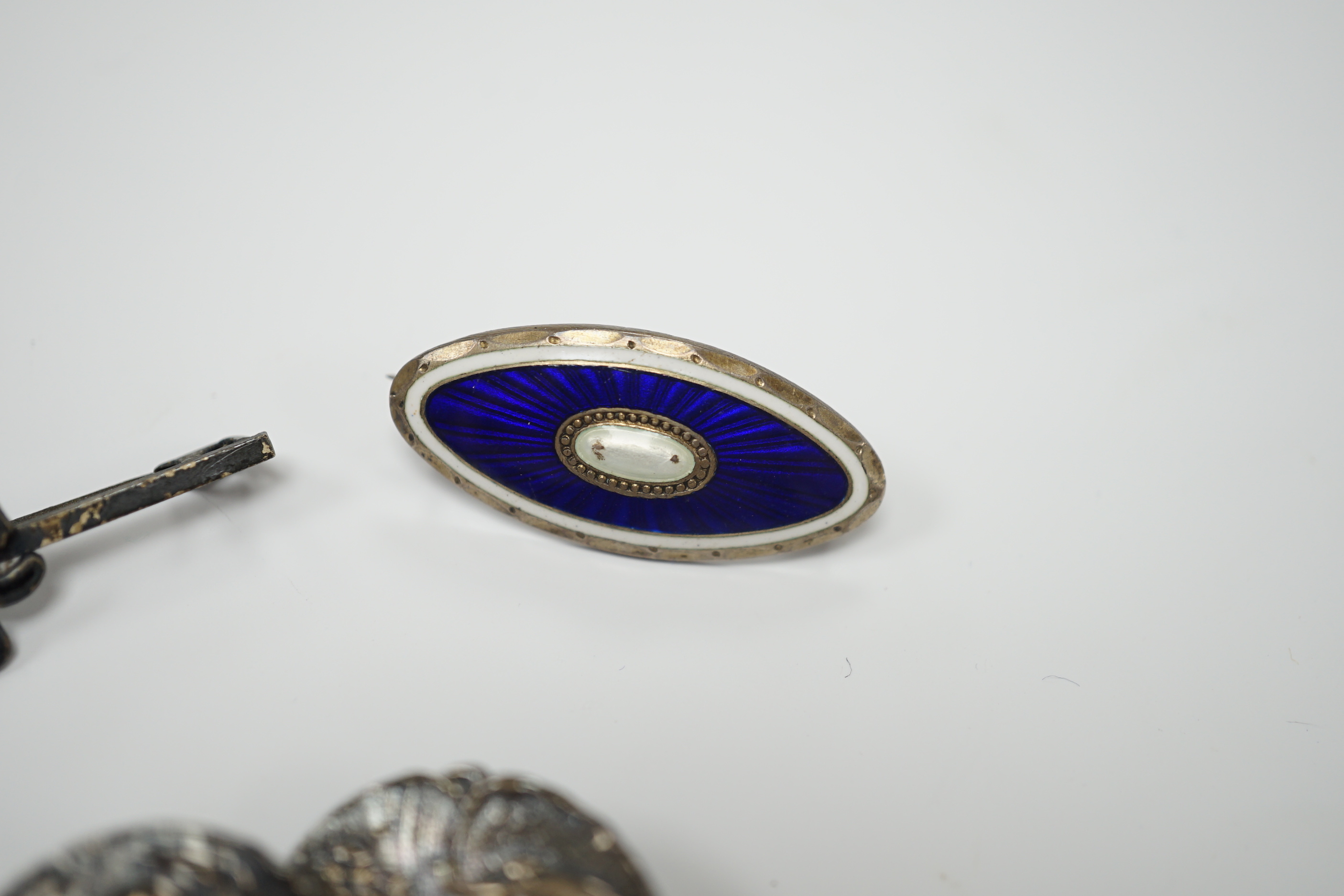 A Norwegian 925S and two colour enamel oval brooch, 28mm, a sterling and three colour enamel - Image 3 of 7