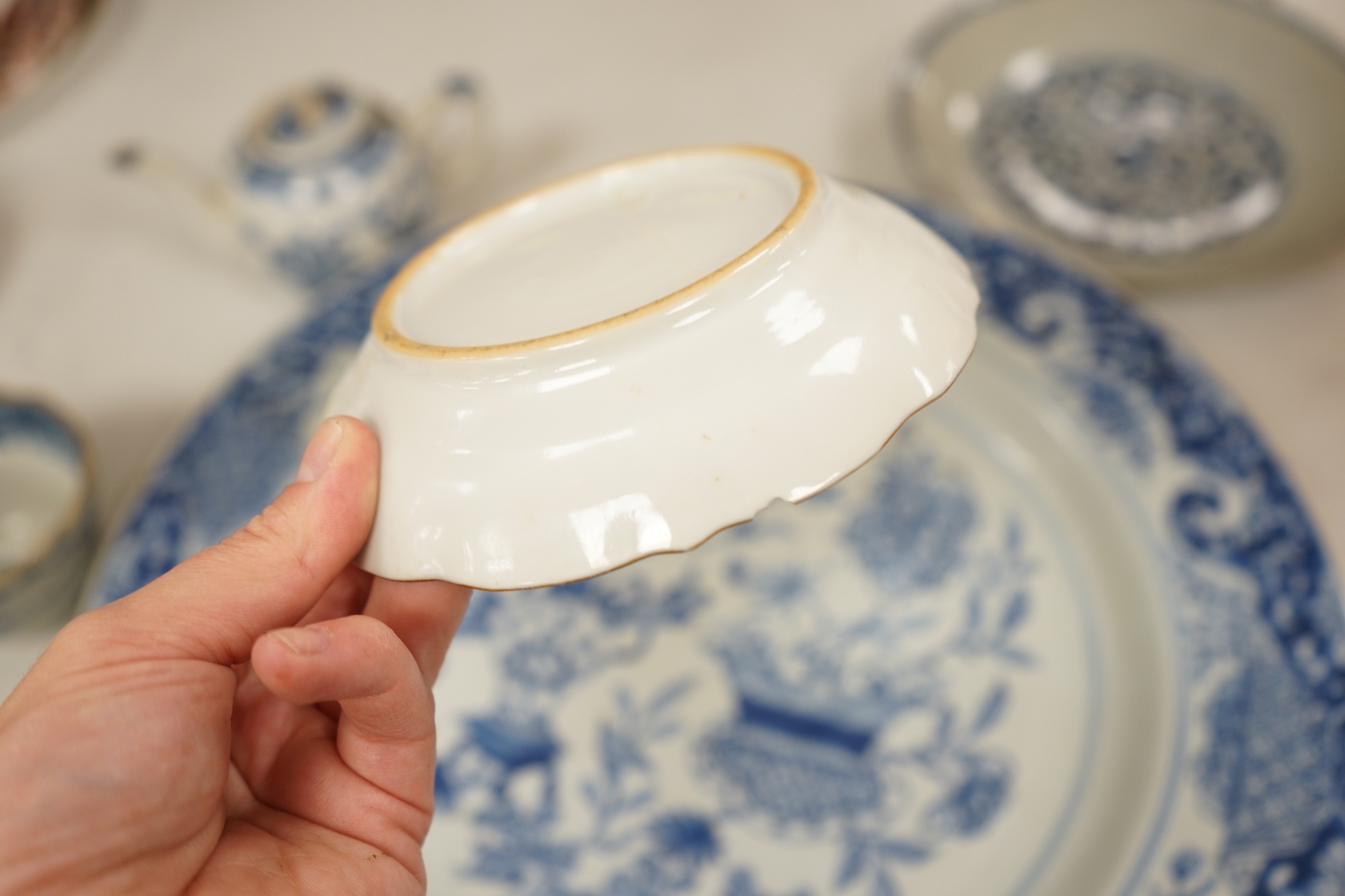 A Worcester teapot, c.1770, two 18th century Chinese porcelain dishes, a cup and saucer, a Chinese - Image 6 of 13