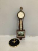 A 19th century style American drop dial wall clock, height 96cm together with a circular metal