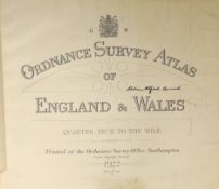 ° ° Ordnance Survey Atlas of England and Wales: quarter inch to the mile. engraved title and 24 d-