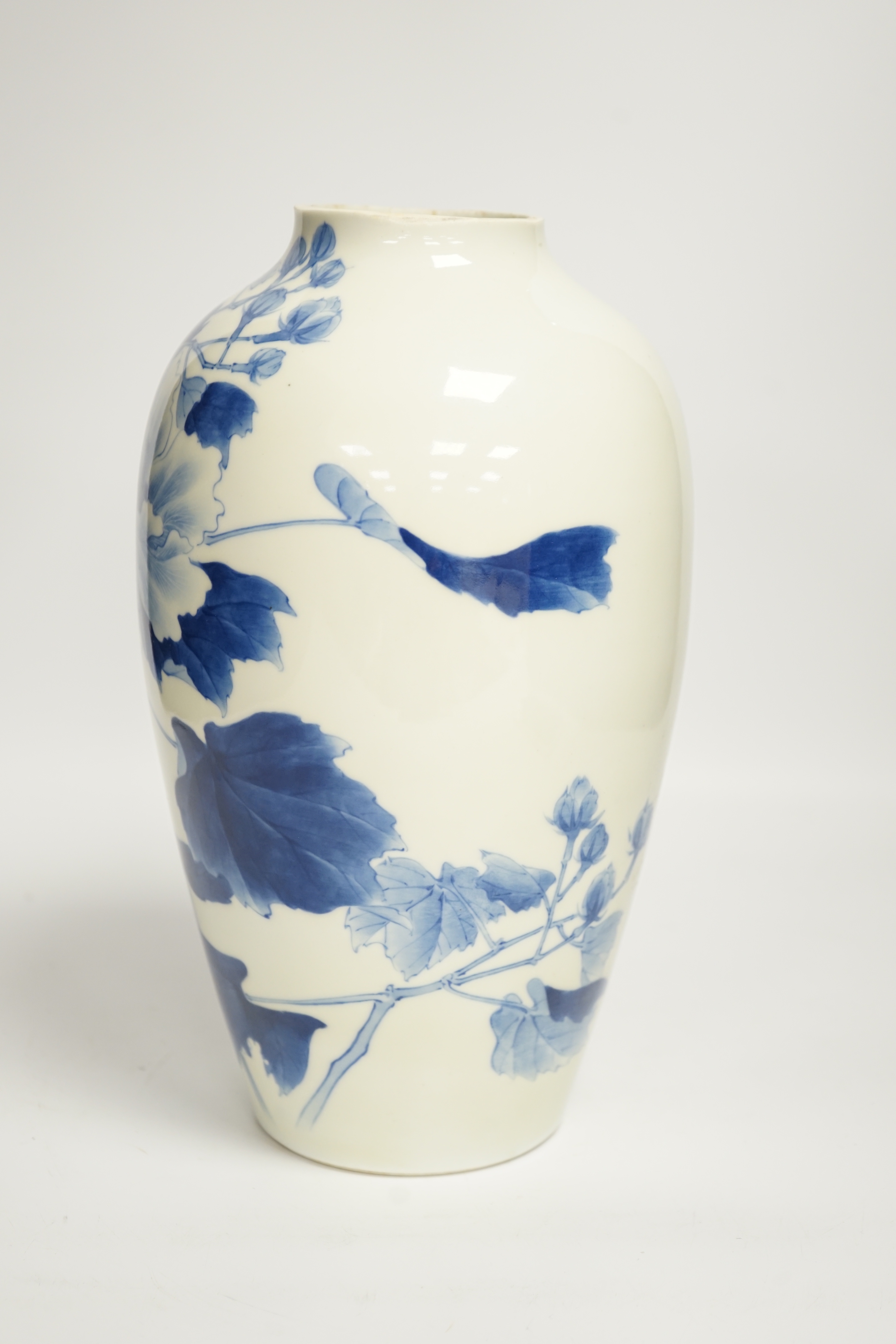 A Japanese Seto blue and white vase, 29cm high - Image 2 of 6