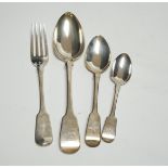 A harlequin canteen of 19th century silver fiddle pattern flatware, comprising fifty eight items,