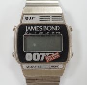 An early 1980's stainless steel James Bond 007 'For Your Eyes Only' digital quartz wrist watch, no