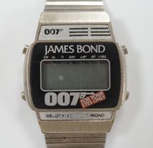 An early 1980's stainless steel James Bond 007 'For Your Eyes Only' digital quartz wrist watch, no