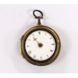 A mid 18th century gilt metal pair cased verge pocket watch, by Henry Hurt, London, (a.f.), outer