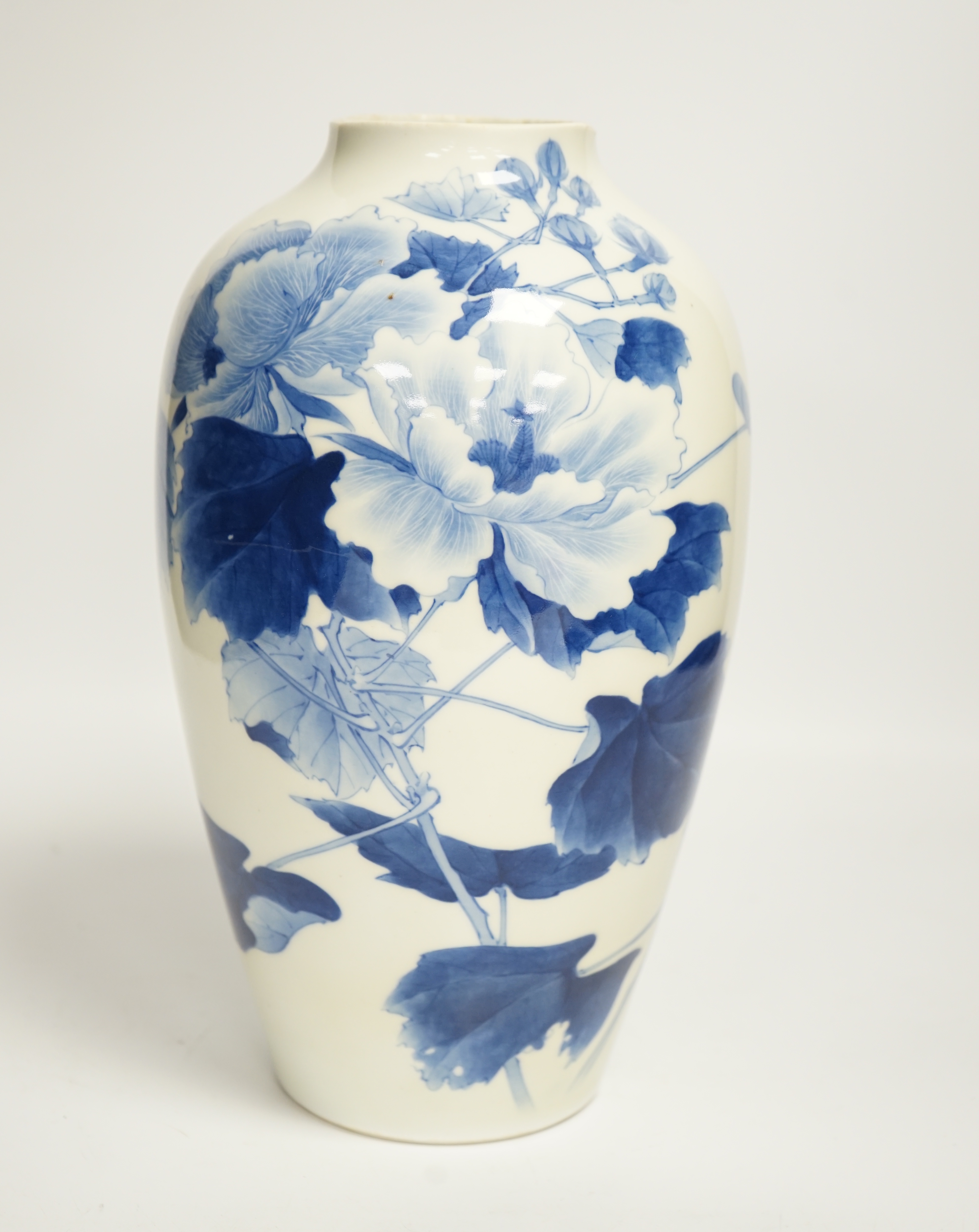 A Japanese Seto blue and white vase, 29cm high