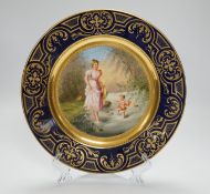 An early 20th century Vienna style cabinet plate inscribed verso, Kneippkur !, 24cm diameter