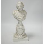 An early 20th century Meissen ‘Weiss’ (white glazed) porcelain bust of Frederick the Great of