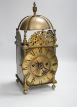 19th century brass lantern clock, dial signed George Harris in Fritwell, with two train fusee
