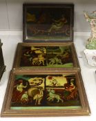 A pair of 19th century framed reverse painted prints on glass, of the four seasons, publ. by Hinton,