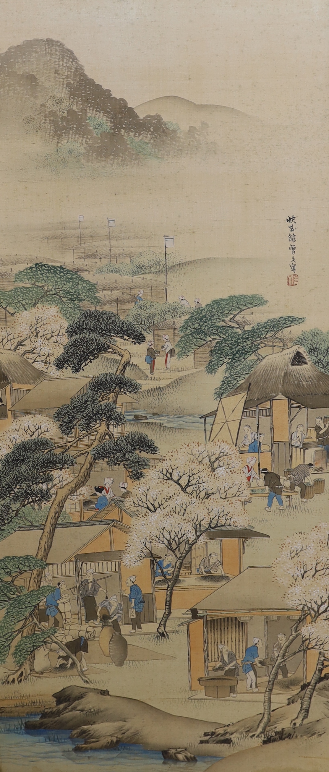 Sobun Morikawa (Japanese, 1847-1902) Kyoto Shijo School painting on silk, 50 x 111cm